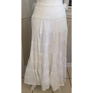 White Cotton Tiered Skirt